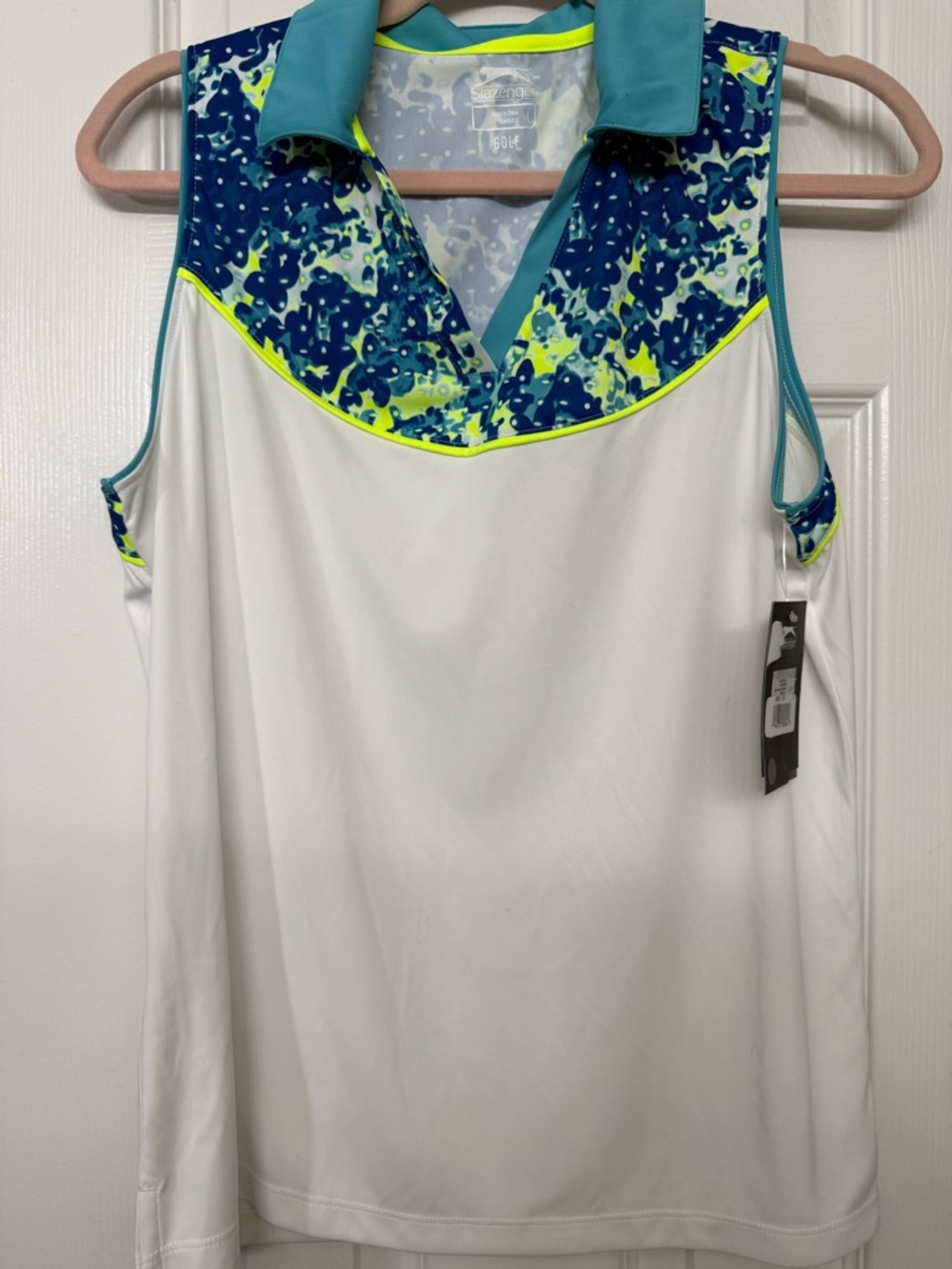 Slazenger Teal & Neon Yellow Golf Polo Tank